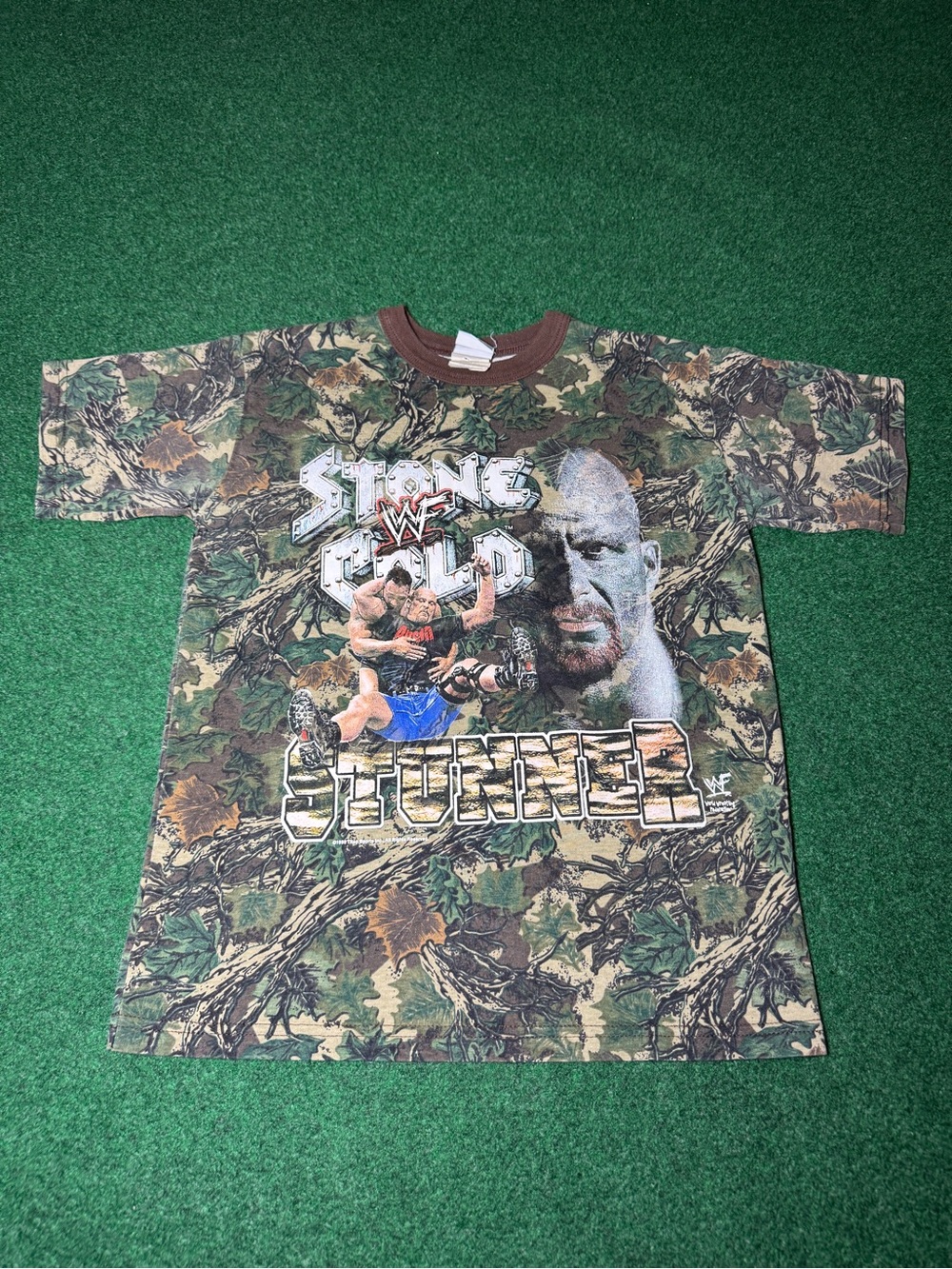 Stone Cold Vintage T Shirt Camo Youth XL 18/20 Adult Small 90s WWF RARE Stunner